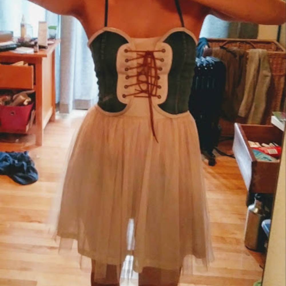 Denim and Tulle Mini Dress